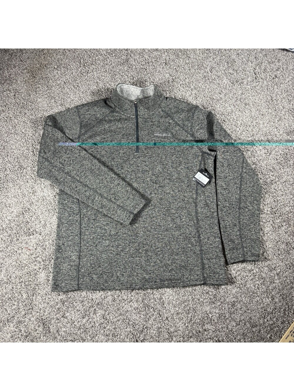 NWT Eddie Bauer Men Sweater Fleece Quarter Zip Pullover Charcoal Heather  XL